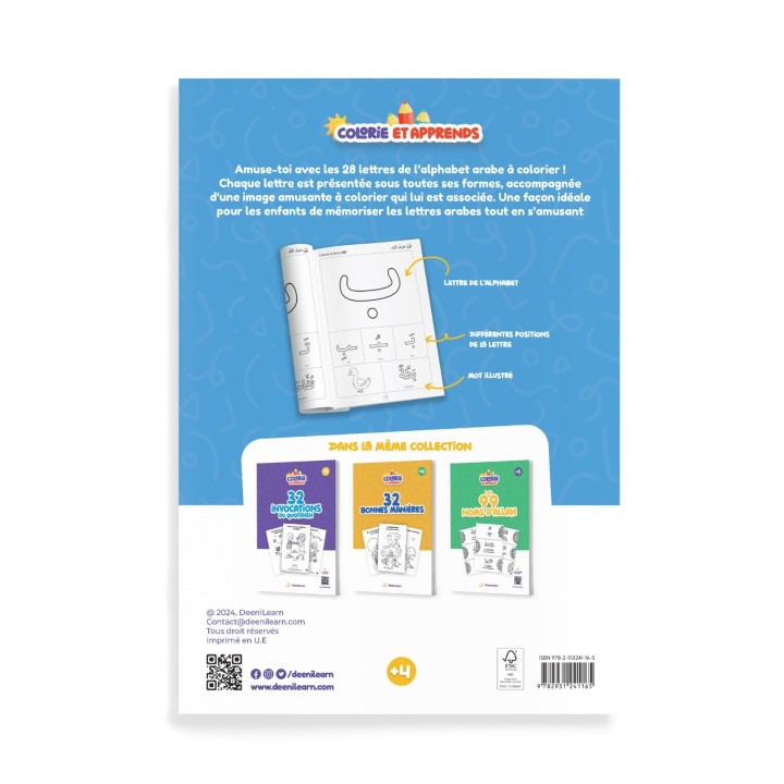 COLORIE ET APPRENDS : LES 28 LETTRES ARABES (DEENILEARN)
