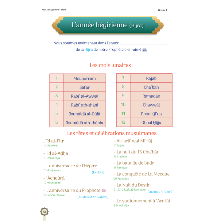 MON VOYAGE DANS L'ISLAM NIVEAU 3